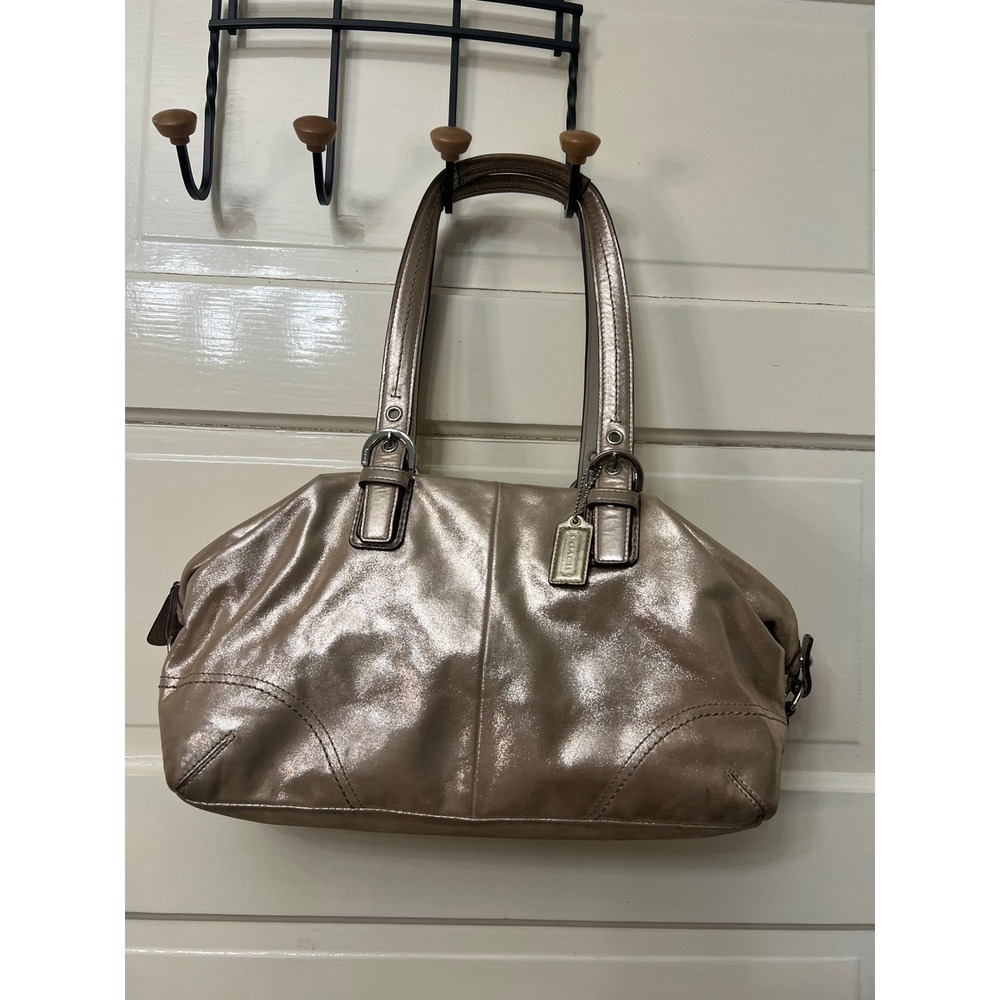 Coach Chelsea Metallic Gold Leather Satchel Handbag F17220